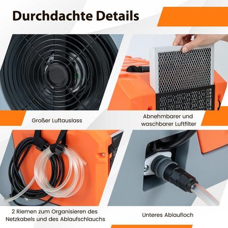 Assèche les grands espaces avec ce déshumidificateur commercial 40 m², minuterie 24 h, cave, entrepôt, chantier (1/5)