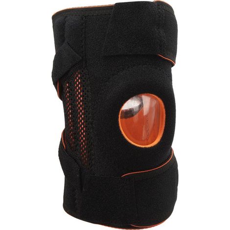 Genouillère de soutien articulaire noire unisexe, ajustable avec ressort en silicone, respirante et confortable pour le sport (1/5)