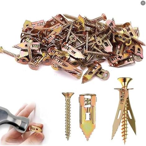 Lot De 60 Ancrages Autoperceurs, Kit D’Ancrages Et De Vis Autoperceuses Pour Cloisons Sèches, Installation Facile Sans Perçage Pour Tableaux, Horloges, Appliques (1/5)