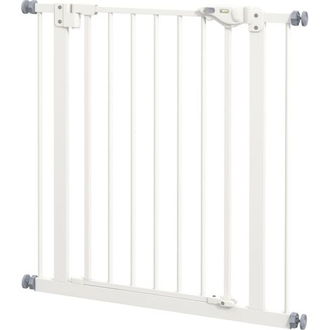 Barrière sécurité chien animaux métal plastique 74-80 cm blanche