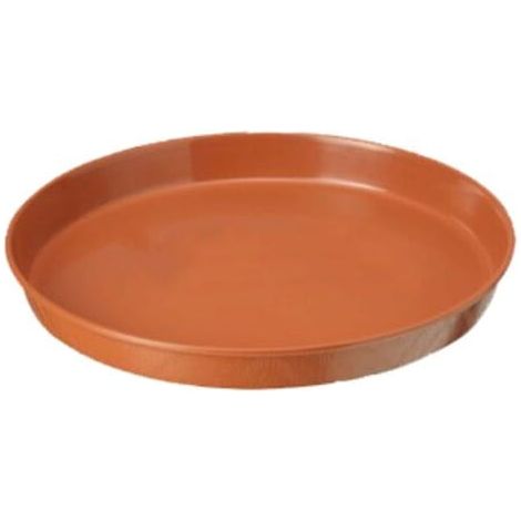 Soucoupe de pot de fleurs aspect bois, 17 cm, ronde, en terre cuite