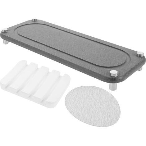 Plateau D'évier à Séchage Rapide en Diatomite 2 Pièces, Bac Absorbant l'eau en Diatomite, Porte-savonnette Intégré, Cuisine et Salle de Bain, Organisateur Polyvalent et Tapis'-'- (1/5)