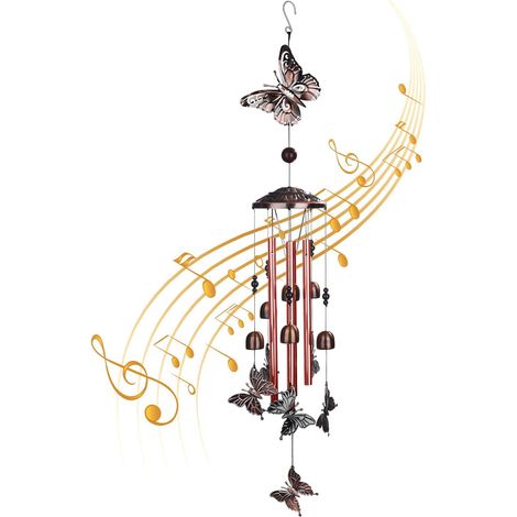 Carillon à vent hibou, décoration intérieure et extérieure, carillon commémoratif aux sonorités profondes et mélodieuses, idéal pour la décoration de votre terrasse, porche, jardin ou cour. Cadeau pou (1/5)