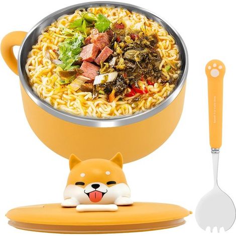 Capacidad de 1,1 litros (40,6 oz)，ideal para fideos instantáneos. Fabricado en acero inoxidable resistente al calor，ideal para uso diario (1/4)