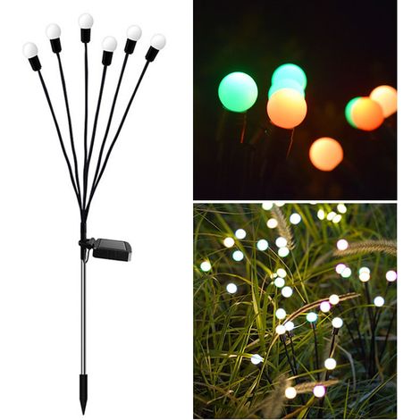 Solar-Gartenleuchte mit 6 farbigen Leuchtenköpfen, intelligenter Lichtsteuerung und leistungsstarker, wasserdichter Beleuchtung. Ideal für Garten und Hof. (1/5)