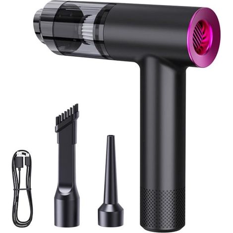 Aspiradora de mano inalámbrica para coche,Aspiradora de mano inalámbrica con motor sin escobillas,soplador y bomba de 14000 Pa,3 en 1,Negra (1/5)