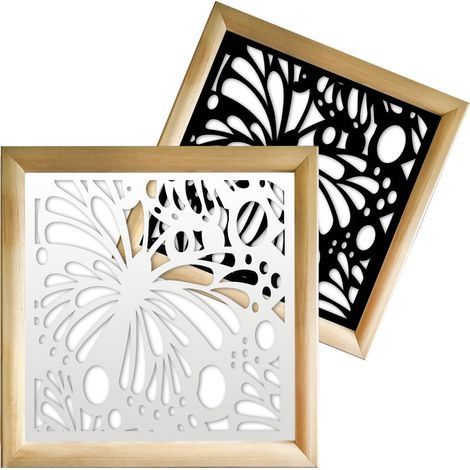 BUTTERFLY - Modules décoratifs en bois et PVC - Couleur : noir - Dimension : 48x48 cm