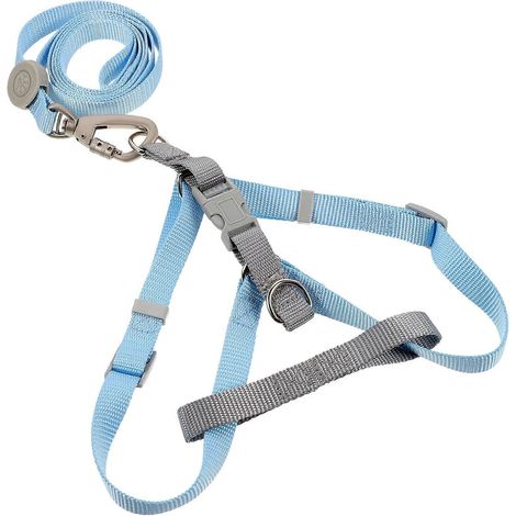 Verstellbares Hundegeschirr und Leinen-Set für Welpen aus blauem Polyester (1/5)