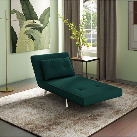 Fauteuil convertible 3-en-1 avec dossier réglable et coussin, 77 x 88 x 83 cm, vert foncé HAVRYA (1/5)