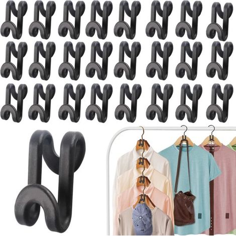 Crochets de cintre lot de 50 - connecteurs en S 2,6 x 4 cm pour penderie, noirs (1/5)