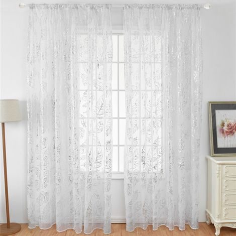 Rideau en tulle argenté pour fenêtre, porte, chambre, salon, café (1/5)