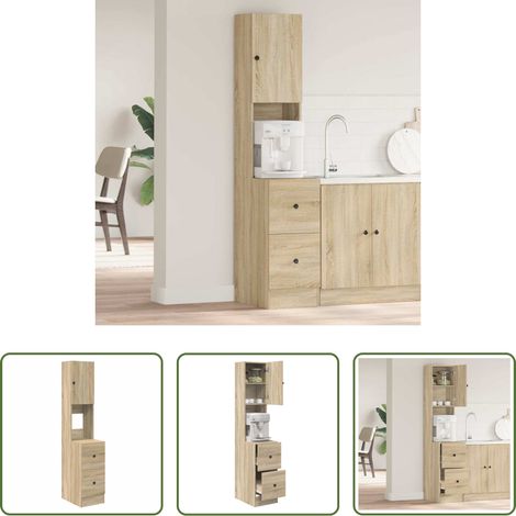 Holzwerkstoff - Küchenschrank mit Regal Beige 35 x 50 x 180 cm Holzwerkstoff (1/5)