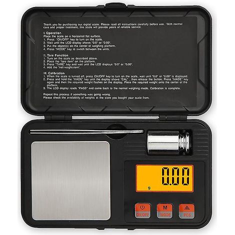 Digitale Präzisionswaage im Taschenformat (200 g) für Küche und Schmuck, mit hintergrundbeleuchtetem LCD-Bildschirm (Batterie im Lieferumfang enthalten) (1/4)