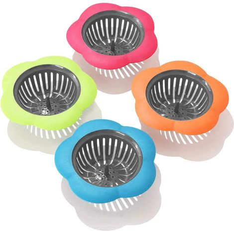 Casquette d'évier en plastique, 4 condensateurs d'évier de cuisine flexibles, passoire d'évier en forme de fleur (multicolore) (1/5)
