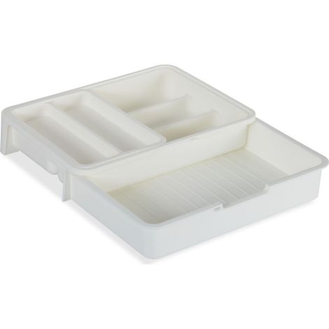 Cubertero extensible para cajones de cocina 6 x 23,5 x 31,5 cm fácil de limpiar de plástico negro 130008656 (1/5)