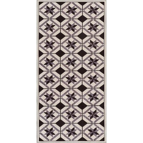 Tapis de cuisine Lavable 30° 80x150 noir LYN11 N & B (1/5)