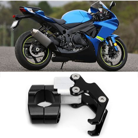 Crochet universel pour casque de moto, 22 mm (0,9 po), pour guidon, en alliage d'aluminium, support pour sacoche, noir. (1/4)
