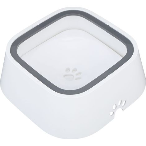 Gamelle d'eau anti-éclaboussures et antidérapante pour animaux de compagnie, grande taille, blanche, idéale pour les chiens et les chats, transportable en voiture. (1/5)