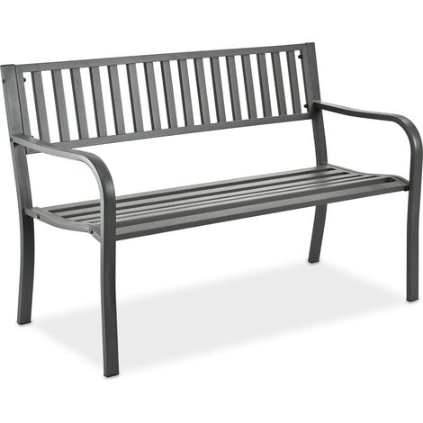 Panchina da giardino classica e confortevole 127,5 x 59,5 x 82 cm per 2 persone in metallo grigio 130017466