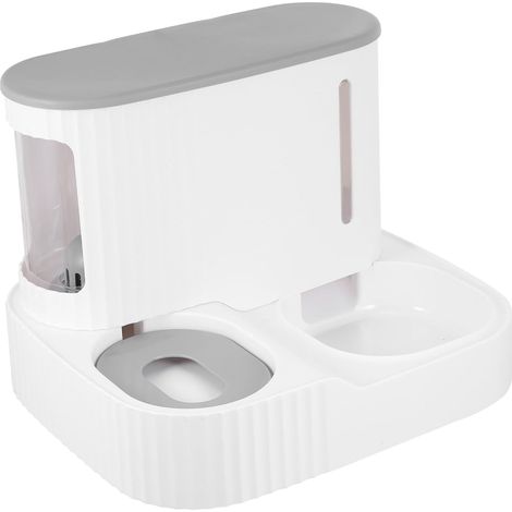 Distributeur Croquettes et Eau Automatique à Gravité 2-en-1 - Contenance 850 ML & 3 L- Gamelle Chat, Chatons, Petits & Grands Chiens, Chiots - Facile à Nettoyer - Nourriture Humide & Sèche (1/5)