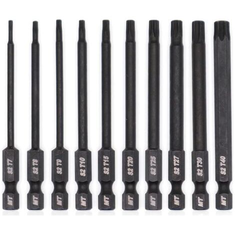 Jeu d'embouts Torx pour tournevis, perceuses et clés à chocs, résistant à la température, traitement thermique avancé, revêtement phosphaté, 8 cm, 10 pièces