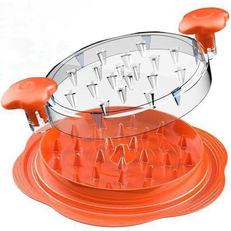 Hachoir à poulet amélioré de 30 cm avec 4 roulements à billes, poignée ergonomique, base antidérapante, compatible lave-vaisselle, orange, hachoir à viande (1/2)