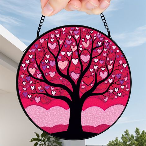 30 cmAttrape-soleil vitrail fleurs oiseaux abeille suspendu, décoration jardin, cadeau pour femme (1/5)