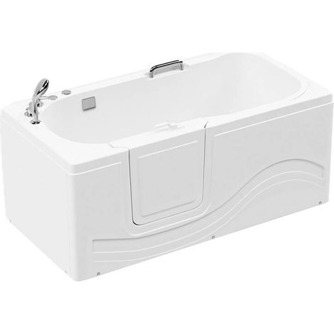 Home Deluxe – Baignoire à porte pour seniors avec jacuzzi – Dimensions 153 x 76 x 64 cm – Matériau PRV et acrylique renforcé – Accès facile et buses de massage
