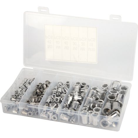 190-teiliges Set Aluminium-Nietmuttern – Einfache Montage, formstabil, rostfrei, Flachkopf – für Auto, Möbel und Dekoration (1/5)