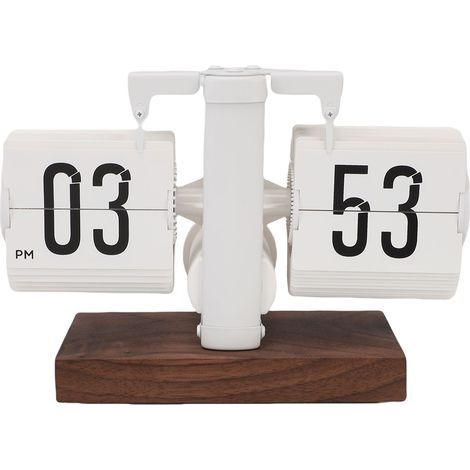 Creative Retro Calendar Automatic Flip Desk Clock Large Number Battery Powered Digital Mechanical Table Clock for Home Office Decoration 12 Hour White (1/5)