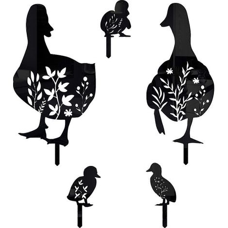 5er-Pack Acryl-Gartenstecker mit Entensilhouette, Tiermotiv