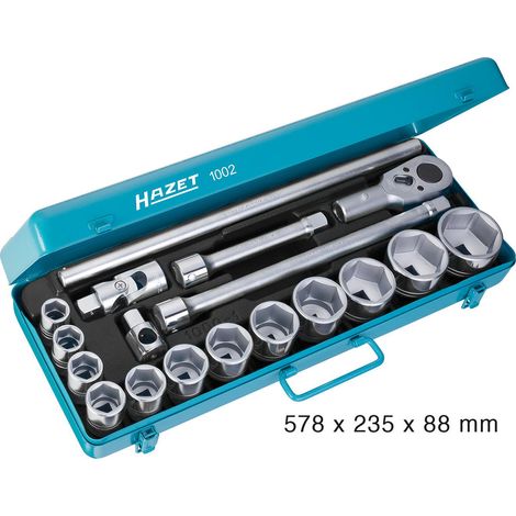 Hazet Jeu de clés à douilles - Carré creux 20 mm (3/4 pouce) - Nombre d'outils: 18 - 1002