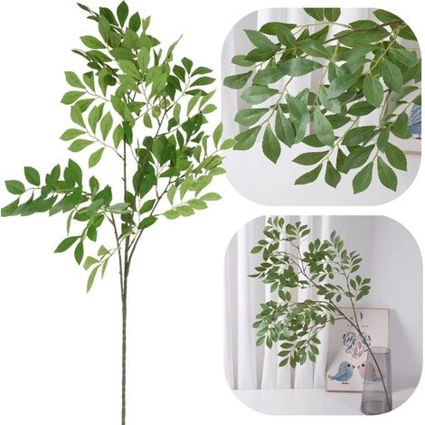 Rama decorativa de hojas artificiales verdes para jarrón de composición de 103 cm (1/5)