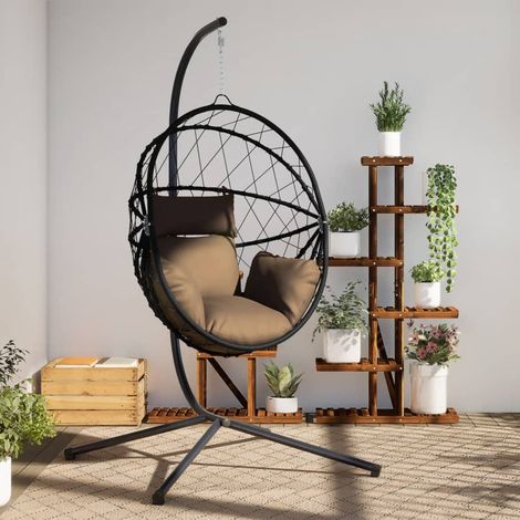 Silla colgante huevo con soporte tela y acero gris taupe vidaXL (1/5)