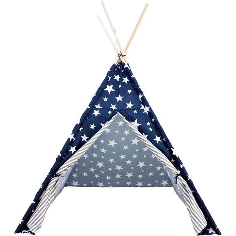 WELL HOME - Tipi de poliéster diseño de estrellas color azul 103x103x160cm