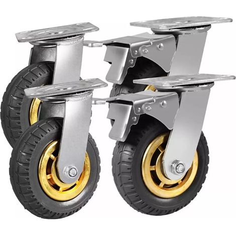 Roulettes Pour Meubles - Roulettes Pivotantes 150 mm Charge Maximale 1000 kg - Acier Galvanisé - À Visser - Lot De 4 (1/5)