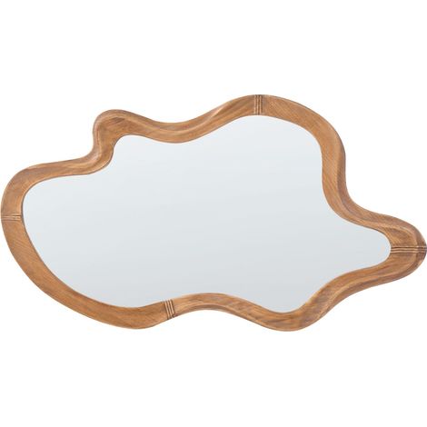 Wood Frame Wall Mirror Decorative Wall Accent Piece 89 x 49 cm Light Wood Drevant (1/5)