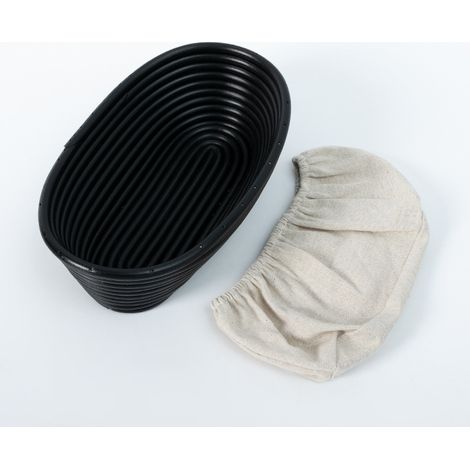 Panier de fermentation à pain rond en imitation polypropylène de rotin lavable, panier de fermentation avec doublure en coton, outil de boulangerie fait maison, 11 x 6 cm (housse en tissu fournie) (1/2)