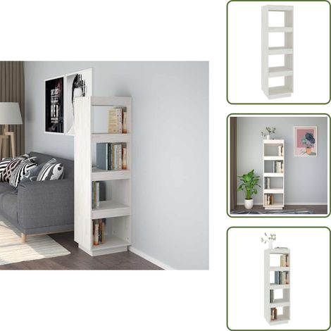 Bibliothèque/Séparateur de pièce Blanc 40x35x135 cm Pin massif - Bibliothèque Blanche - Bibliothèque En Bois - Étagère Murale - Meuble Rangement - Séparateur De Pièces (1/5)