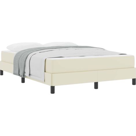 Bed Frame with Mattress Cream 140 x 190 cm Fabric vidaXL (1/5)