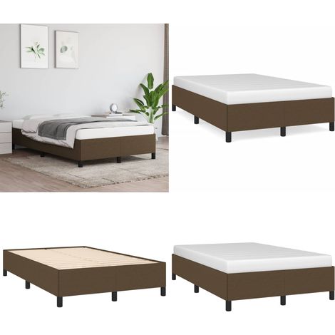 Cadre de lit sans matelas marron foncé 120x190 cm tissu - Cadre De Lit - Lit Double - Literie - Meuble Chambre - Meubles Chambre À Coucher - Home & Living (1/5)
