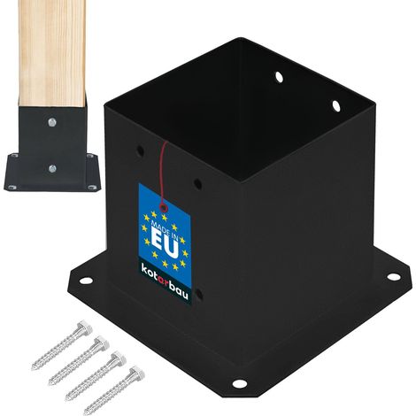KOTARBAU® Support Poteau Bois - Acier Revêtu par Poudre - 140 x 140 mm - Noir - Pied de Poteau - Fixation Robuste - Résistant à la Corrosion (1/5)