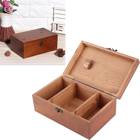 Boîte à couture vintage en bois pour ranger aiguilles et fils, organiseur d'outils de couture DIY, motif Taraxacum, boîte vide (1/5)
