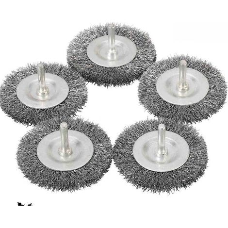 Brush À Fil - 75 mm - Tige De Fixation 6 mm - Pour Perceuse - Acier - Lot De 5 (1/5)