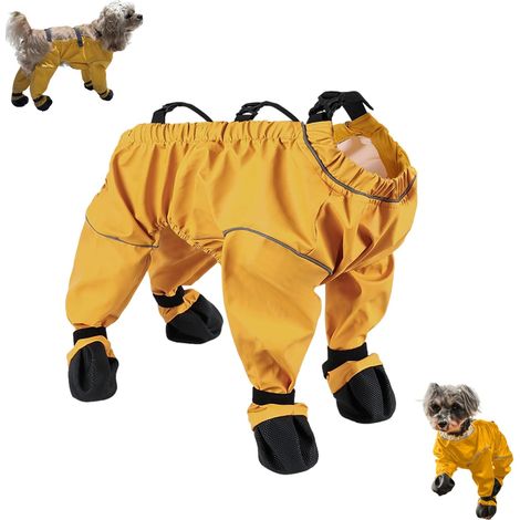 Combinaison pour chien avec bretelles et bottes, jambières imperméables avec bretelles réglables pour une utilisation en extérieur, protection des pattes anti-salissures, taille L (1/5)