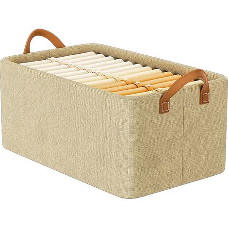 Clothes Organizer Foldable Galvanized Steel Frame Carrying Design Thicken Fabric Cloth Storage Bins for Shelves Closet Utility Room Khaki