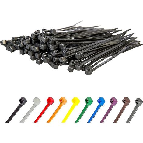 Lange, robuste silberne Kabelbinder, 370 mm x 4,8 mm, 100er-Packung, aus hochwertigem Nylon, 100 mm x 2,5 mm Reißverschluss, silberfarben