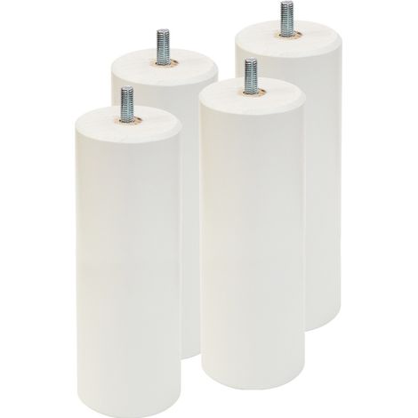 Altobuy – Jeu de 4 pieds 20 cm blanc pour sommier tapissier – Hêtre massif laqué – Compatible sommiers AltoBox, AltoFlex, AltoDéco – Ø6 cm (1/2)