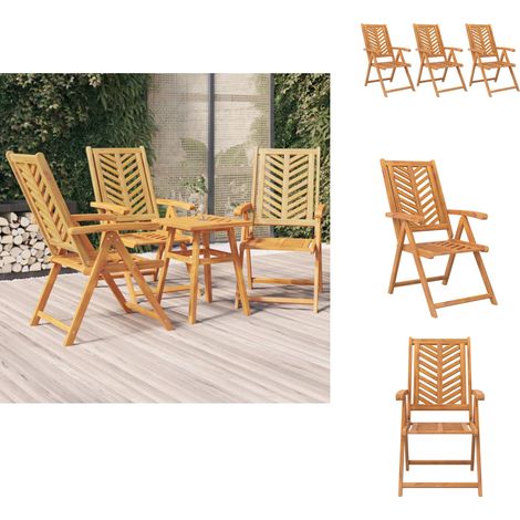 Chaises de jardin inclinables lot de 3 bois massif d'acacia - Chaise De Jardin - Chaise Inclinable - Mobilier De Jardin - Fauteuil De Jardin - Acacia Massif (1/5)