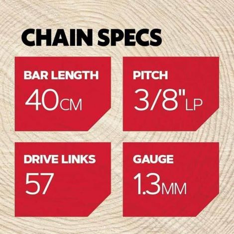 3 Chaînes de Tronçonneuse pour Guide-Chaîne de 16" (40 cm), 57 Maillons d'Entraînement, Compatibles avec Titan, Gardenline, Black & (1/2)